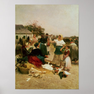 Póster El mercado de las aves de corral, 1885