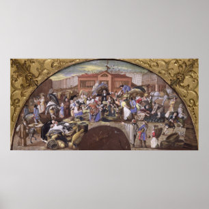 Póster El mercado de pescado de Les Halles, c.1660