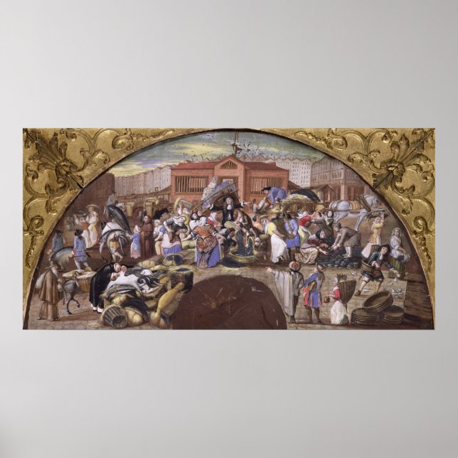 Póster El mercado de pescado de Les Halles, c.1660 (Frente)