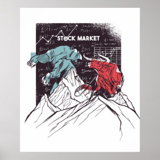 Póster El mercado de valores lucha contra el alza vs. el