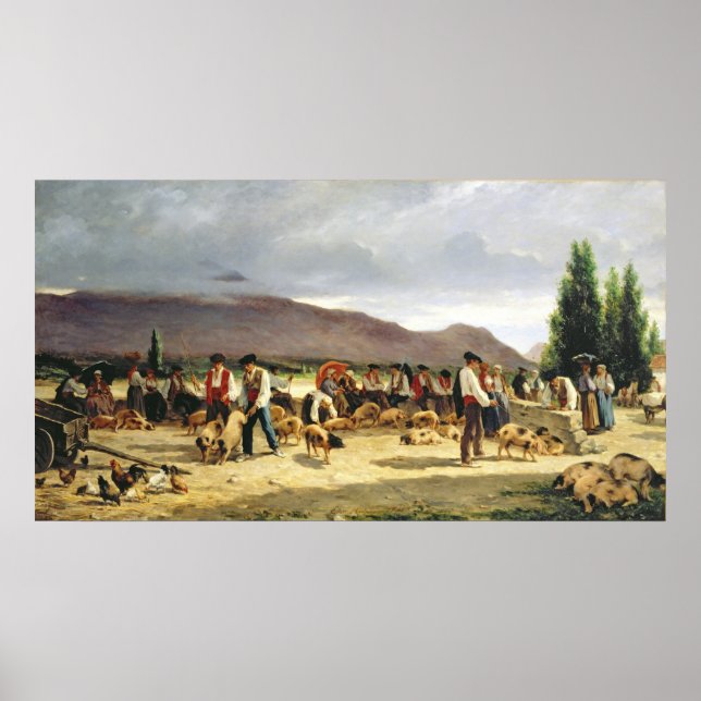 Póster El mercado del cerdo, 1875 (Frente)