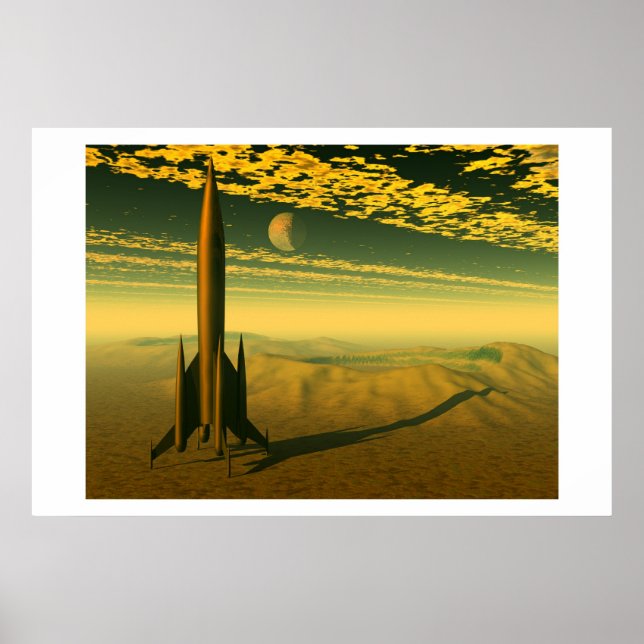 Póster El Mercurio Creciendo Sobre Los Cráteres Venusiano (Frente)