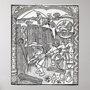 Póster El mes de agosto, de un calendario de pastores