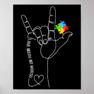 Póster El Mes De Conciencia Del Autismo Amor No Necesita