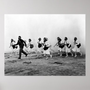 Póster El militar de WWII cuida el entrenamiento de la