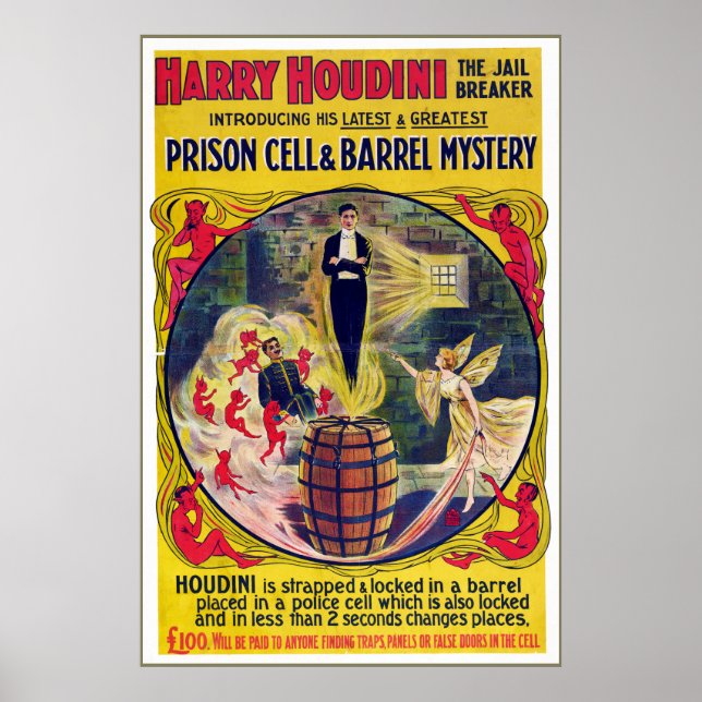 Póster El misterio de la celda de la prisión Harry Houdin (Frente)