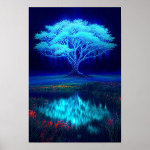 Póster El misterioso árbol azul junto al lago