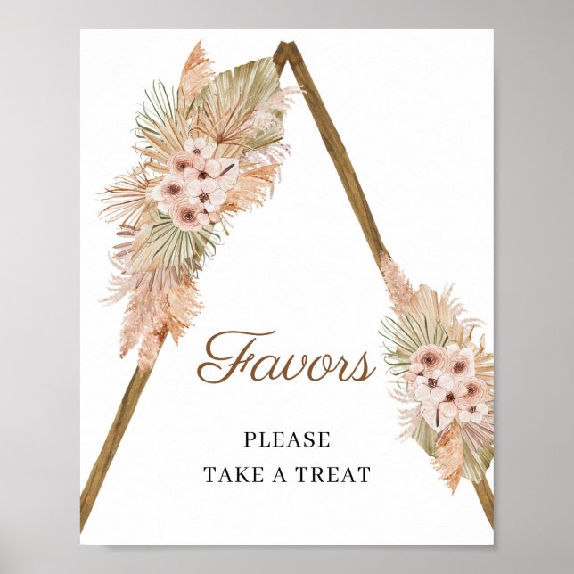 Póster El moderno Boho Dried Palm Pampas Grass Favorece e (Frente)