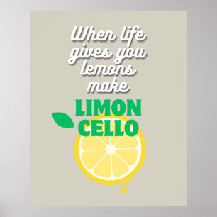 Póster El moderno Taupe italiano Lemon Limoncello Kitchen