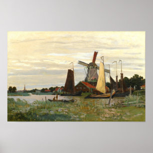 Póster El molino de viento Zaandam, Monet 1871