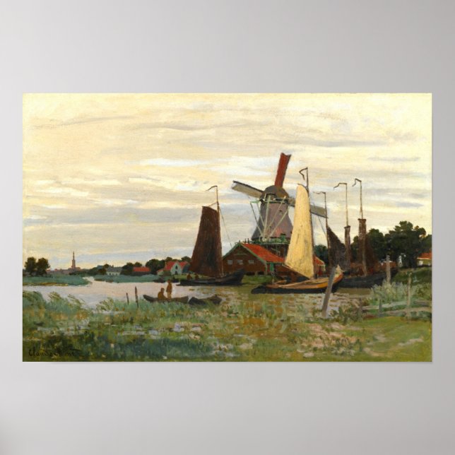 Póster El molino de viento Zaandam, Monet 1871 (Frente)