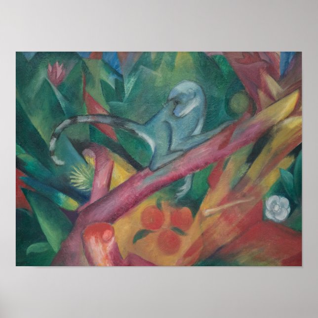 Póster El mono pequeño (1912) de Franz Marc (Frente)