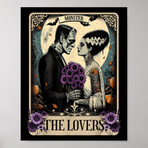 Póster El Monstruo Frankenstein Y Bride Los Amantes Del T