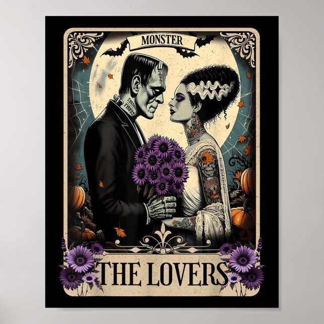 Póster El Monstruo Frankenstein Y Bride Los Amantes Del T (Frente)