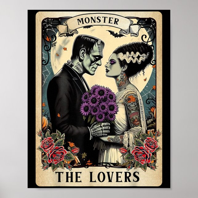 Póster El Monstruo Frankenstein Y Bride Los Amantes Del T (Frente)