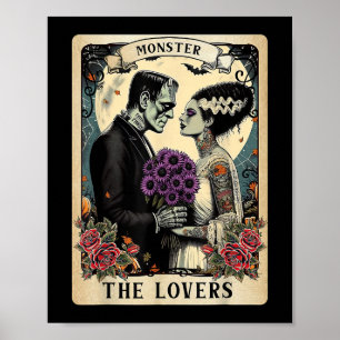 Póster El Monstruo Frankenstein Y Bride Los Amantes Del T