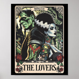 Póster El Monstruo Frankenstein Y Bride Los Amantes Del T