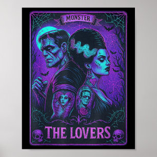 Póster El Monstruo Frankenstein Y Bride Los Amantes Del T