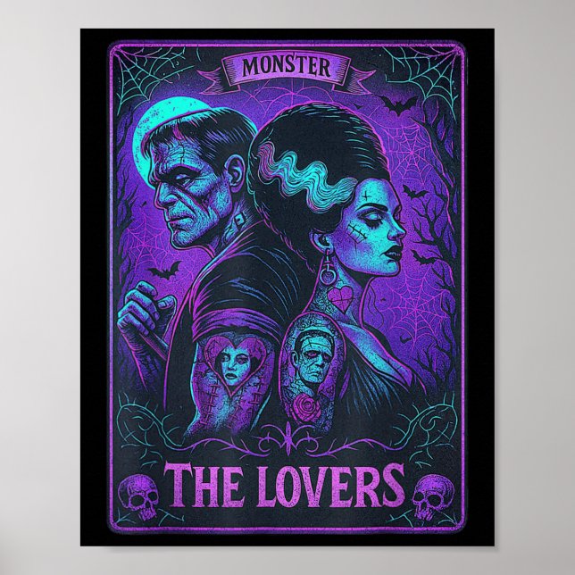 Póster El Monstruo Frankenstein Y Bride Los Amantes Del T (Frente)