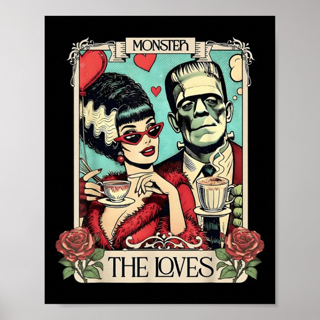 Póster El Monstruo Frankenstein Y Bride Los Amantes Del T (Frente)