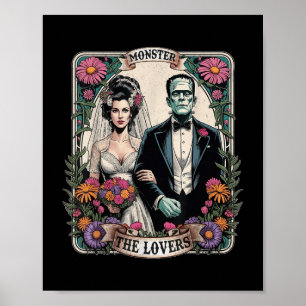 Póster El Monstruo Frankenstein Y Bride Los Amantes Del T