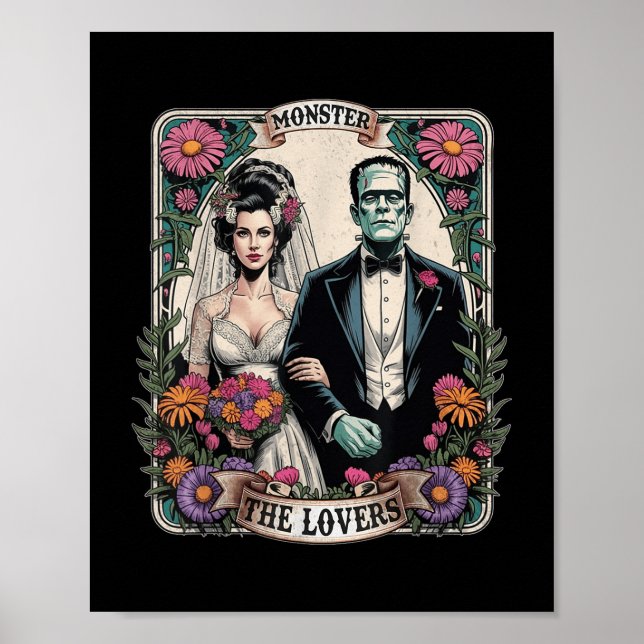 Póster El Monstruo Frankenstein Y Bride Los Amantes Del T (Frente)
