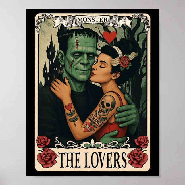 Póster El Monstruo Frankenstein Y Bride Los Amantes Del T (Frente)
