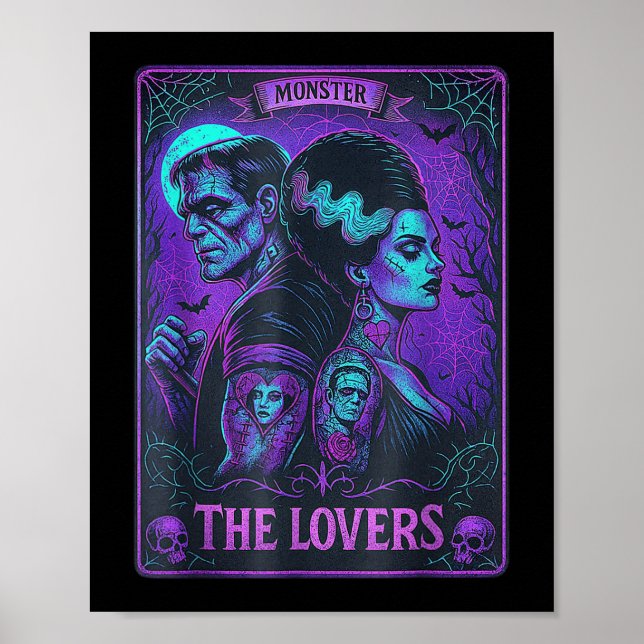 Póster El Monstruo Frankenstein Y Bride Los Amantes Del T (Frente)