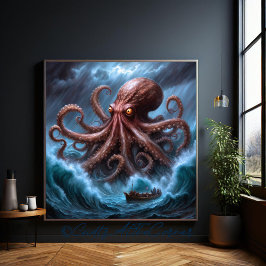 Póster El Monstruo Kraken Mar Tempestuoso