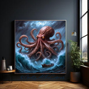 Póster El Monstruo Kraken Mar Tempestuoso