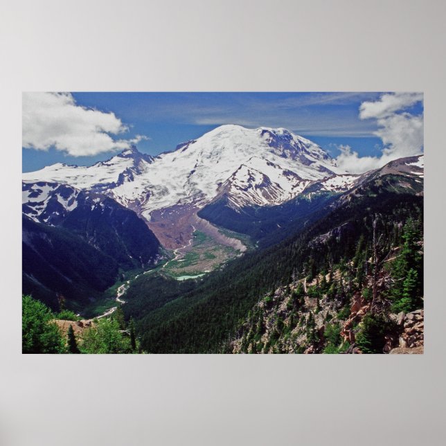 Póster El Monte Rainier del Parque Sunrise (Frente)
