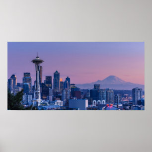 Póster El Monte Rainier en el fondo
