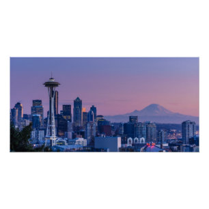 Póster El Monte Rainier en el fondo