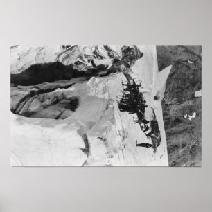 Póster El Monte Rainier, escaladores del glaciar de WA