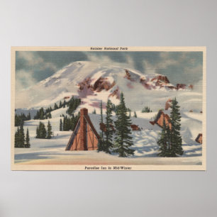 Póster El Monte Rainier, WA - mesón del paraíso en el p