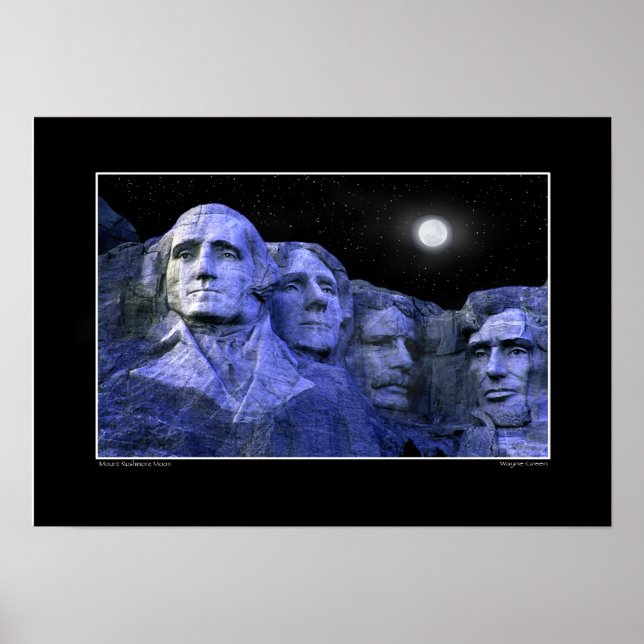 Póster El monte Rushmore y la luna llena (Frente)