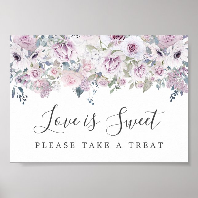 Póster El morado amor floral es dulce Rótulo de postre ba (Frente)