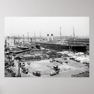 Póster El muelle de la línea de las estrellas blancas