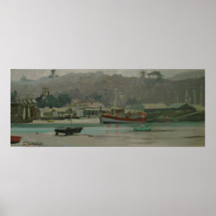 Póster El muelle de los pescadores del Día Gris