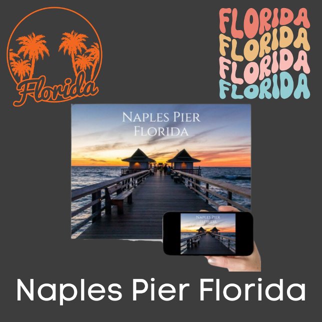 Póster El muelle de Nápoles En Florida (Sunset at the Naples Pier in beautiful Florida poster)