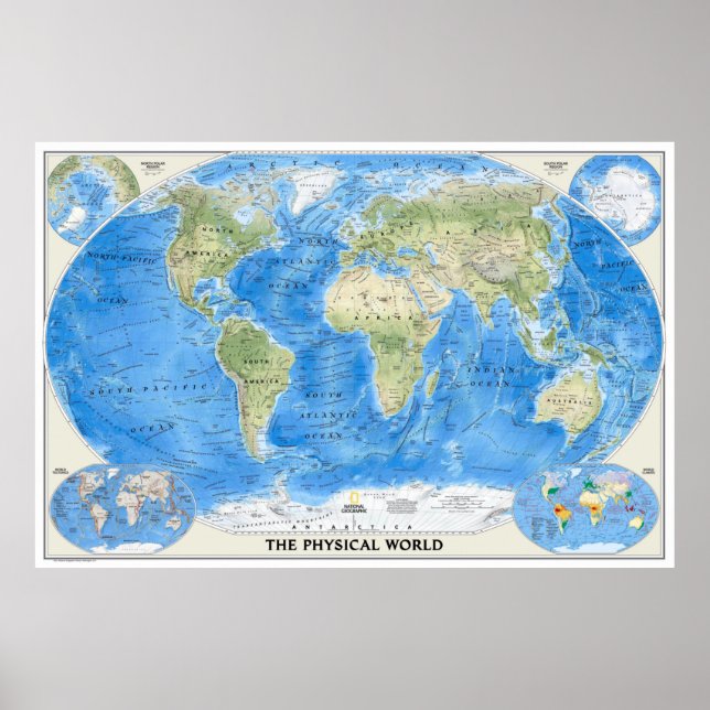 Póster " El mundo: 2011/hoy - Mapa del mundo físico... (Frente)