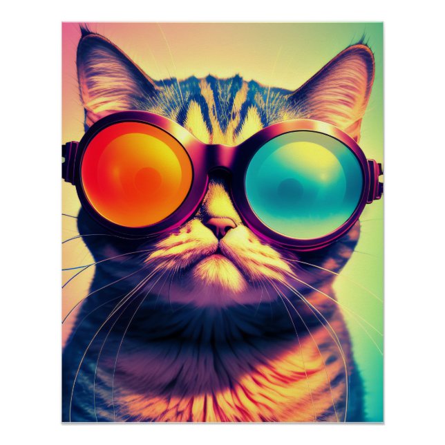 Póster El mundo de los sueños psicodélicos de un gato fun (Anverso)