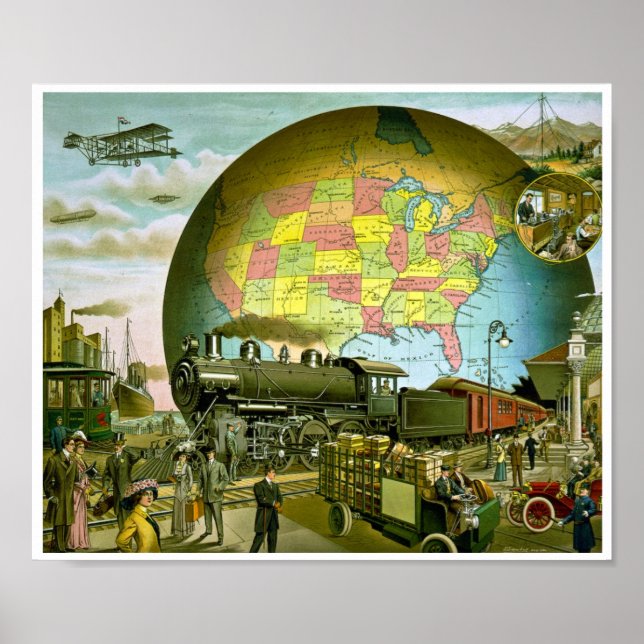 Póster El mundo del transporte 1910 (Frente)