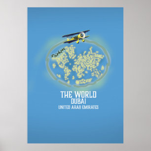 Póster El Mundo Dubai Emiratos Árabes Unidos mapa