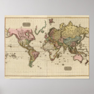 Póster El mundo en la proyección de Mercator