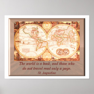 Póster El mundo es un libro - cita de San Agustín