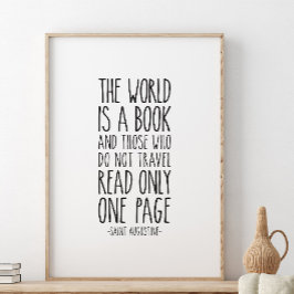 Póster El mundo es un libro, cita de San Agustín