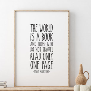 Póster El mundo es un libro, cita de San Agustín