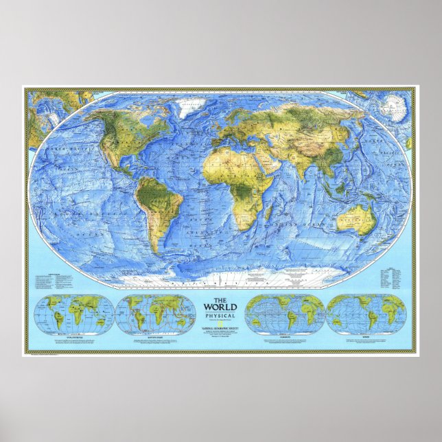Póster " El mundo: MAP físico de 1994 ... (Frente)