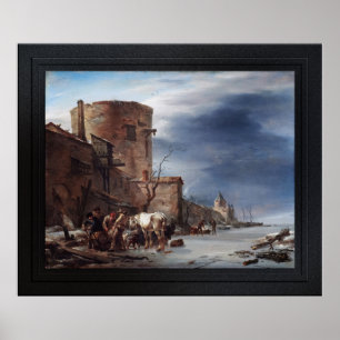 Póster El muro urbano de Haarlem en invierno